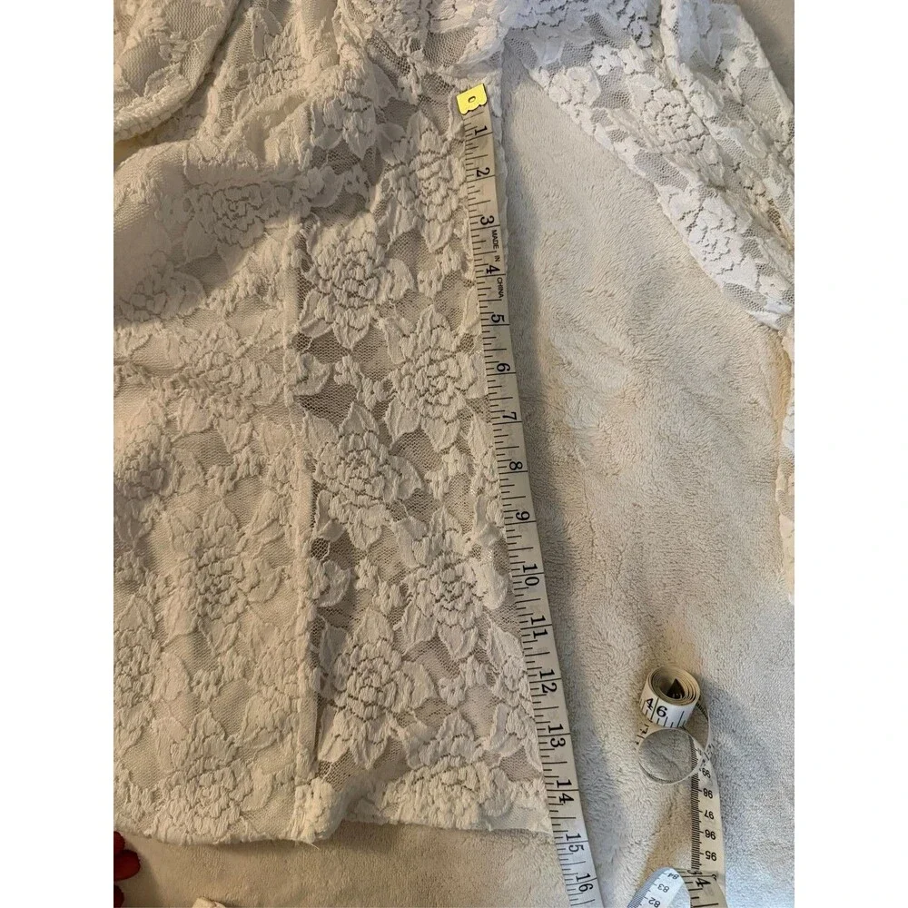 INC International Concepts White Lace Blazer Jacket Shawl Collar Open Front - Picture 6 of 6